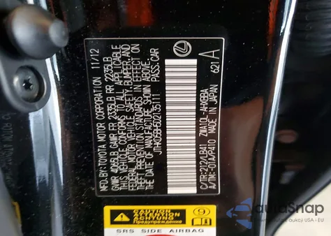 2013 Lexus Ct 200 z USA, uszkodzony, nr VIN JTHKD5BH5D2135111